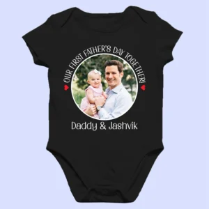 Personalized Father’s Day baby romper flat lay-2