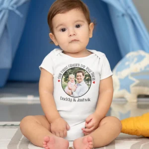 Baby wearing customized My First Fathers Day custom baby romper