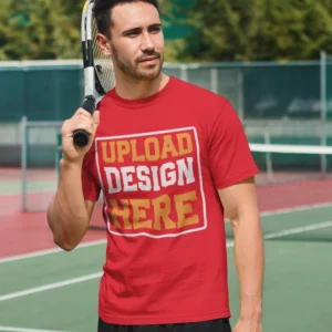 Custom Red Round Neck T-Shirt for Men - Front View