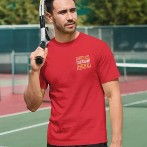 Custom Red Round Neck T-Shirt for Men - Pocket Print