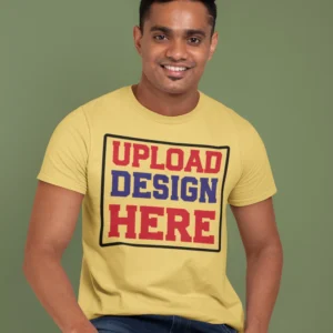 Custom Yellow Round Neck T-Shirt for Men – Front View
