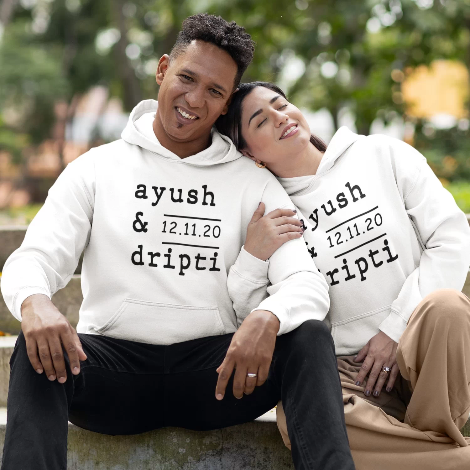 Custom Wedding Date Hoodies for Couples – Add Initials & Names 2 Custom Wedding Date Hoodies for Couples – Add Initials & Names - Image 2