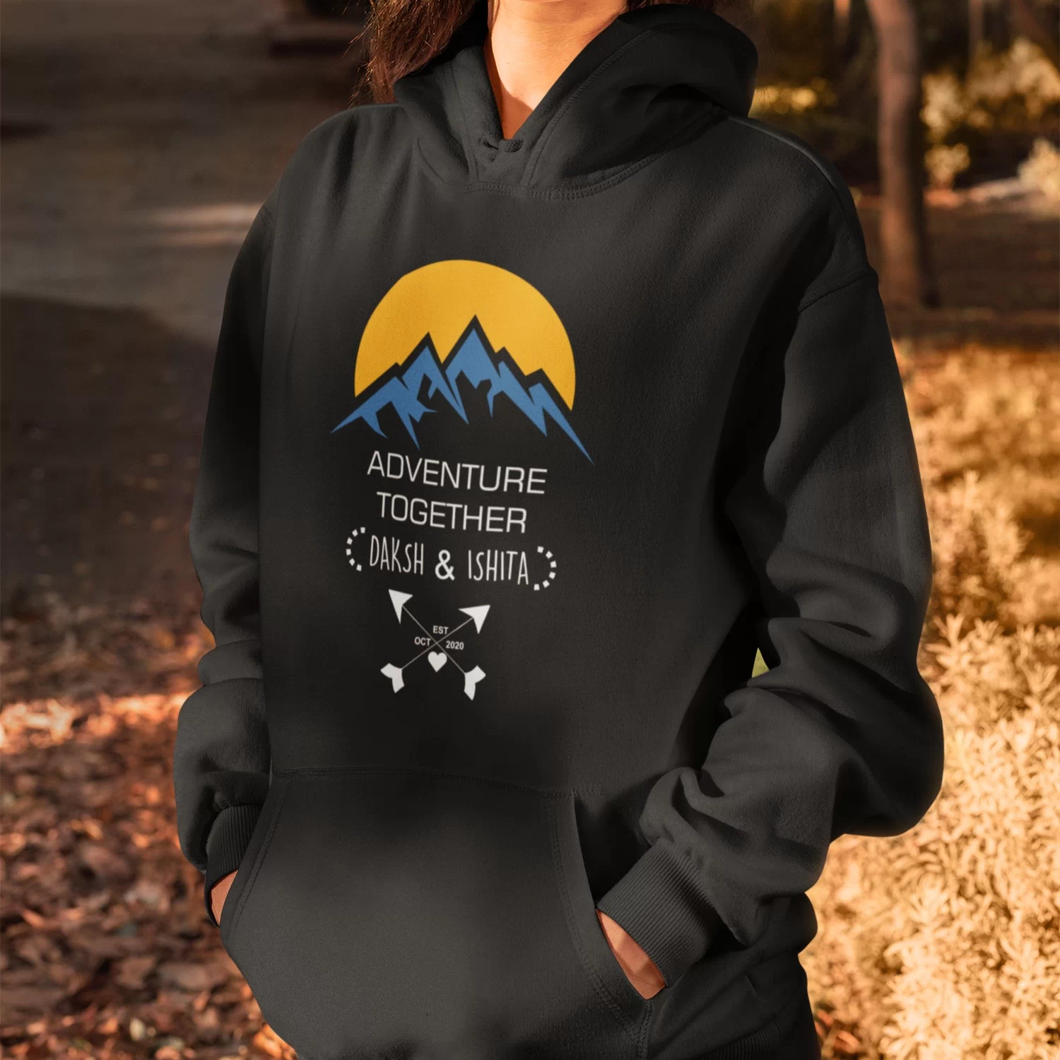 Customized Couple Hoodies with Names & Wedding Date – Personalized Gift 3 Customized Couple Hoodies with Names & Wedding Date – Personalized Gift - Image 3