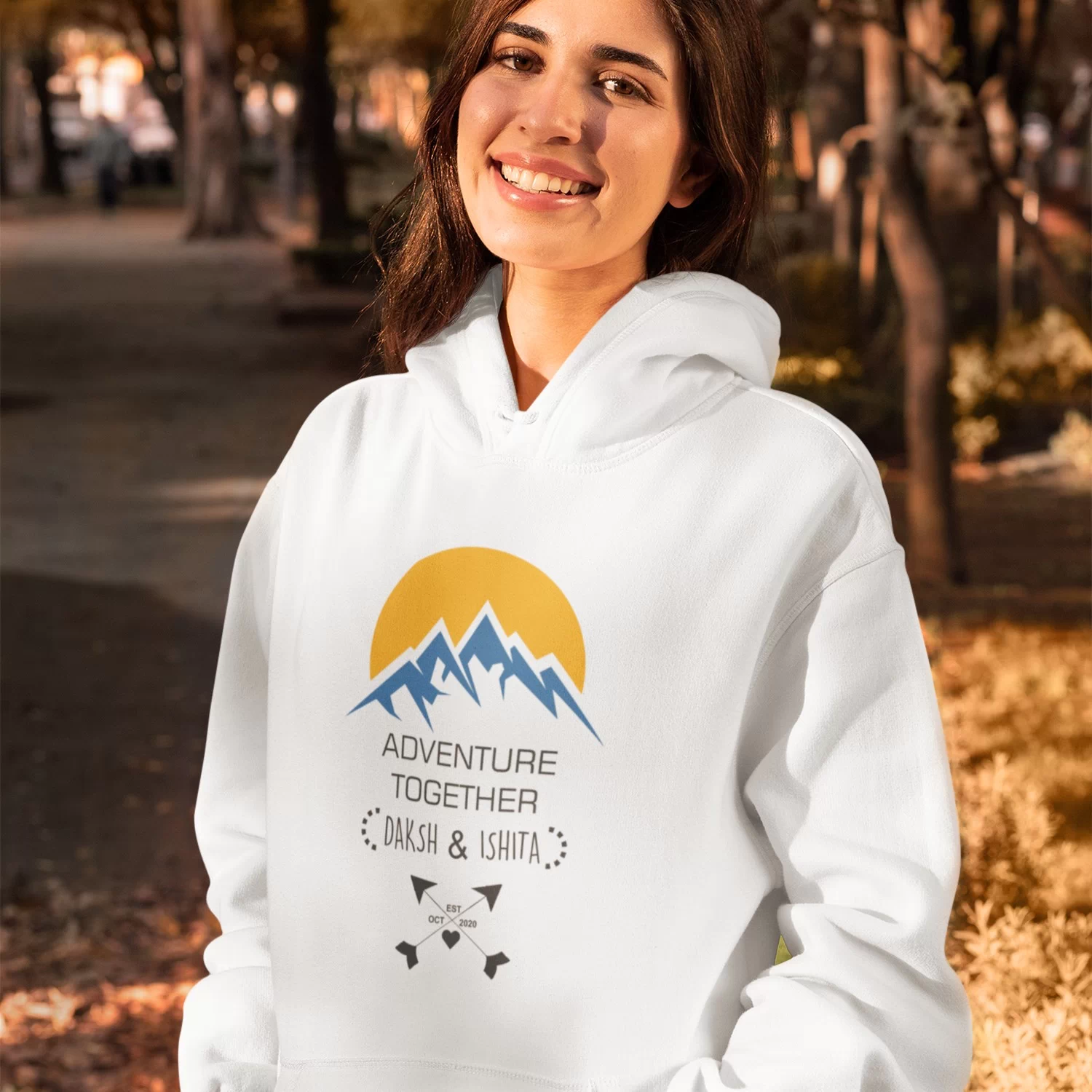 Customized Couple Hoodies with Names & Wedding Date – Personalized Gift 2 Customized Couple Hoodies with Names & Wedding Date – Personalized Gift - Image 2