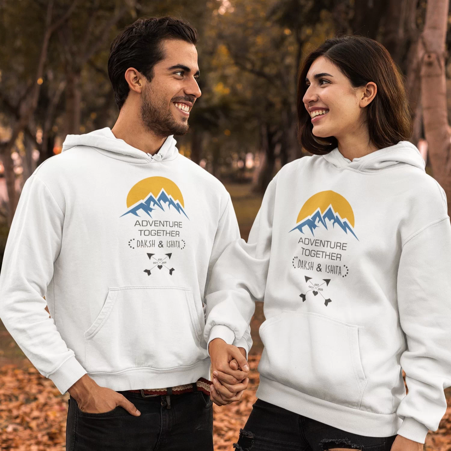 Customized Couple Hoodies with Names & Wedding Date – Personalized Gift 1 customized couple hoodies