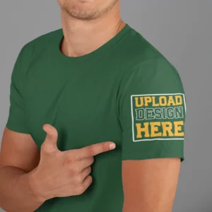 Bottle Green Round Neck Tee with sleeve prints