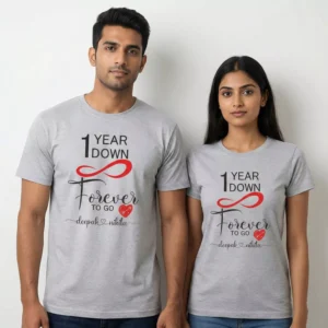 1 Year Anniversary Couple T-Shirt Set – Matching Love Quote Tees for Couples - Divine Bonds