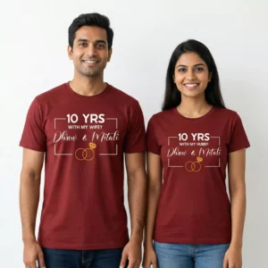 10 Years Anniversary Couple T-Shirts – Cheers to a Decade Matching Set - Divine Bonds