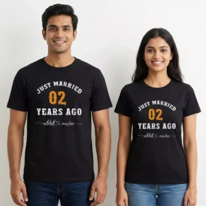 2 Years Anniversary Couple T-Shirts – Just Married Years Ago Matching Set - Divine Bonds