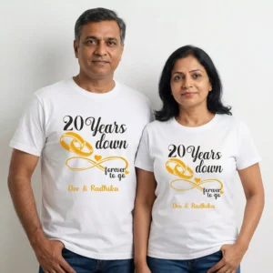 20 Years Anniversary Couple T-Shirts – Two Decades of Love Matching Set - Divine Bonds