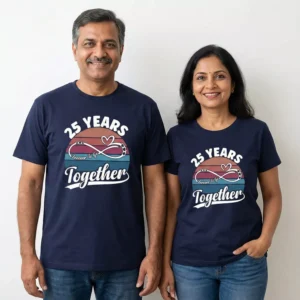25 Years Silver Jubilee Anniversary Couple T-Shirts – Together Since Gift Set - Divine Bonds
