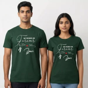 Personalized Anniversary Couple T-Shirts – Years of Togetherness Printed Set - Divine Bonds