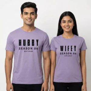 Hubby & Wifey Anniversary Couple T-Shirts – Matching Season Printed Set - Divine Bonds