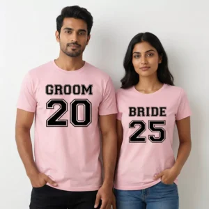 Bride & Groom Couple T-Shirts with Wedding Year