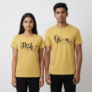 Bride & Groom Couple T-Shirts – Wedding Script Design