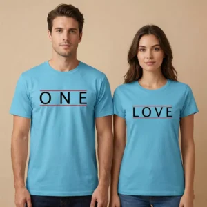 Custom One Love Minimal Couple T-Shirts