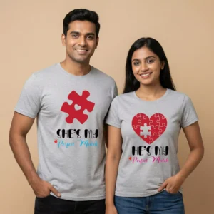 Custom Perfect Match Puzzle Couple T-Shirts