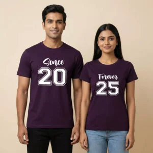 Custom Since & Forever Number Couple T-Shirts – Personalized Year/Date Matching Set