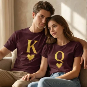 Personalized Initial King Queen Couple T-Shirts