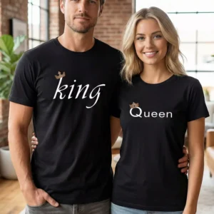 Minimal King Queen Couple T-Shirts for Couples