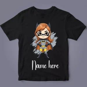 Cartoon superhero kids T-shirt with custom name