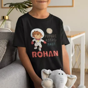 Custom space theme name T-shirt for kids by Divine Bonds