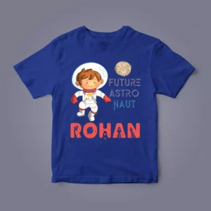 Custom space theme name flatlay T-shirt for kids by Divine Bonds