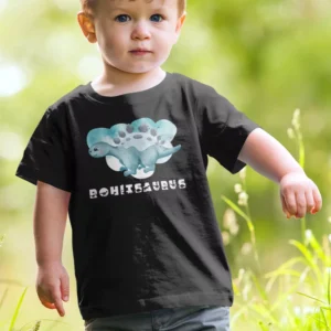 Dinosaur theme personalized name kids T-shirt by Divine Bonds
