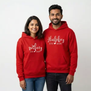Divine Bonds personalized Wifey Hubby couple hoodies with custom est year matching wedding sweatshirts