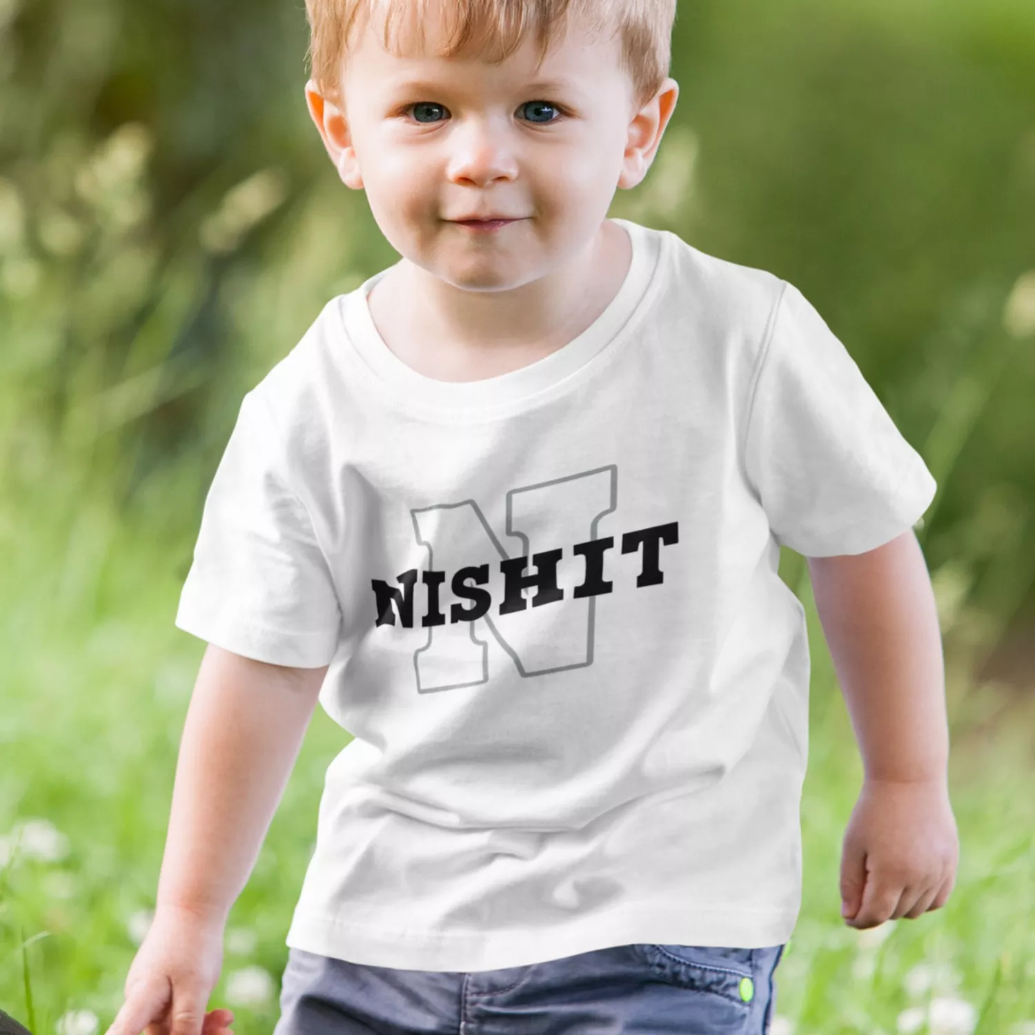 Monogram Initial Personalized Kids T-Shirt | Divine Bonds 1 Monogram initial personalized kids T-shirt in white