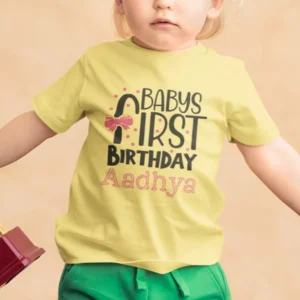 Personalised 1st birthday baby name T-shirt for kids by Divine Bonds