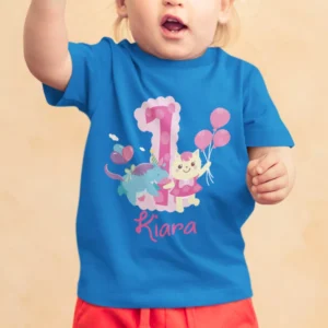 Personalised 1st birthday character name T-shirt for kids by Divine Bonds