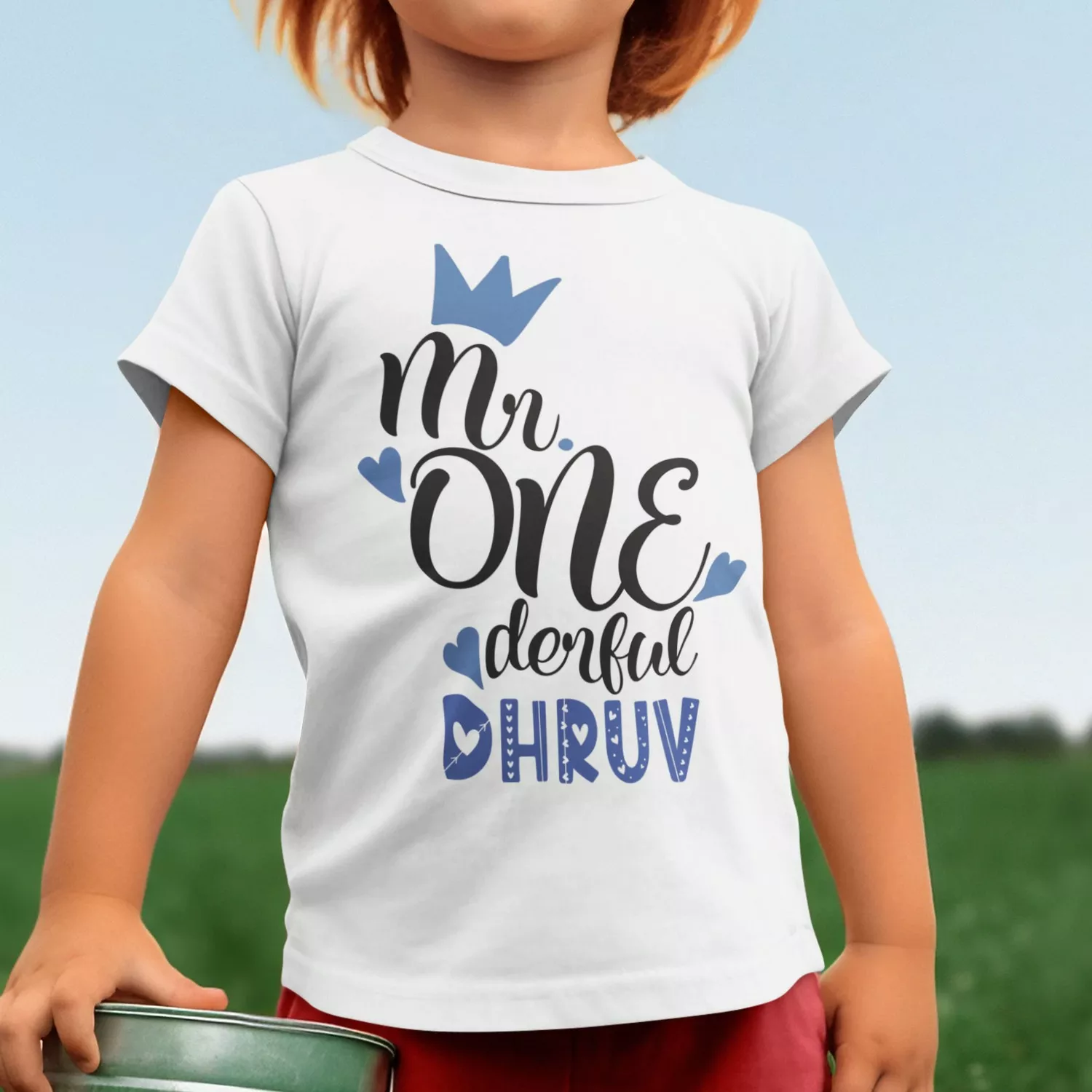 Personalised 1st Birthday Mr ONEderful Name T-Shirt for Boys | Divine Bonds 1 Personalised 1st birthday Mr ONEderful name T-shirt for boys