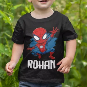 Personalised Spider Web Hero name kids T-shirt