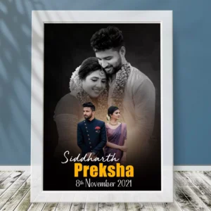 Personalized wedding photo frame for couples with names and date