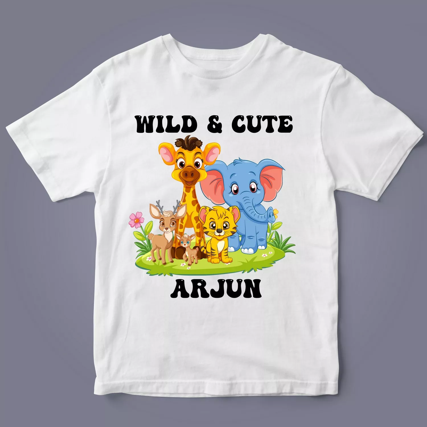 Personalized Kids Name T-Shirt with Cute Jungle Animals | Custom Boy Gift for Birthdays & School Moments 2 Personalized Kids Name T-Shirt with Cute Jungle Animals | Custom Boy Gift for Birthdays & School Moments - Image 2